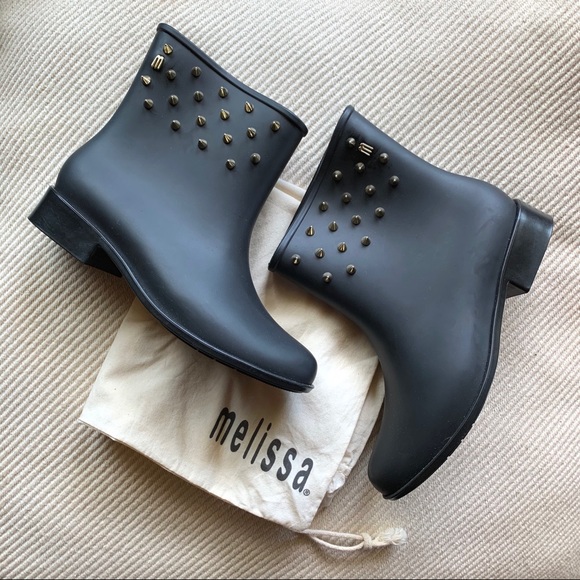 Melissa | Moon Dust Studded Ankle Rainboot - Picture 3 of 8